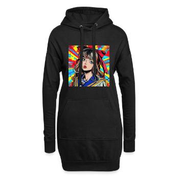 anime, mädchen, retro, waifu, japan - Hoodie-Kleid - Schwarz - Vorne
