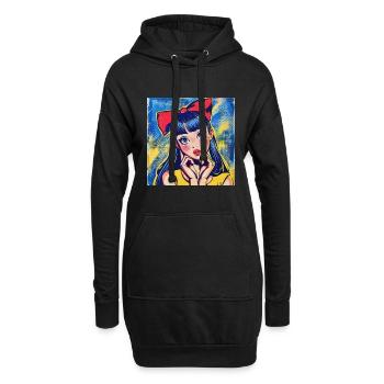 Anime, Fille, Rétro, Waifu, Japon, Années 60 - Sweat-shirt à capuche long Femme - noir - Devant