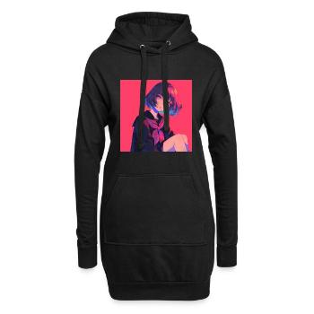 anime, schulmädchen, waifu, japan - Hoodie-Kleid - Schwarz - Vorne