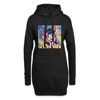 anime, retro waifu, japan - Hoodie-Kleid - Schwarz - Vorne