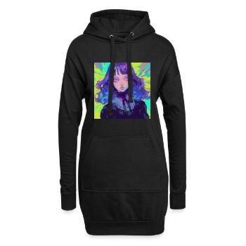 anime, gothic girl, waifu, japan - Hoodie-Kleid - Schwarz - Vorne