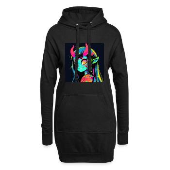 anime demon, waifu, japan - Hoodie-Kleid - Schwarz - Vorne