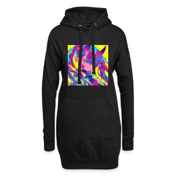 anime, demon girl, waifu, japan - Hoodie-Kleid - Schwarz - Vorne