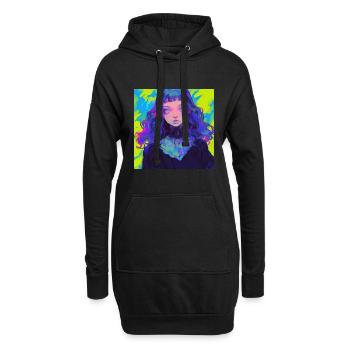 anime, gothic girl, waifu, japan - Hoodie-Kleid - Schwarz - Vorne