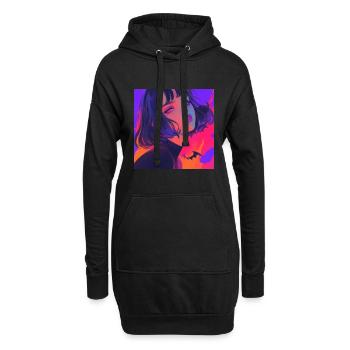 anime, gothic girl, waifu, japan - Hoodie-Kleid - Schwarz - Vorne