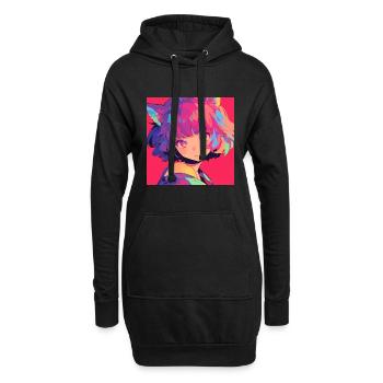 anime, cat girl, waifu, japan - Hoodie-Kleid - Schwarz - Vorne
