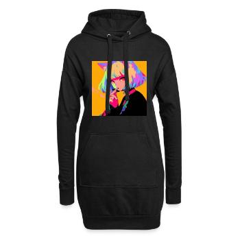 anime, cat girl, waifu, japan - Hoodie-Kleid - Schwarz - Vorne