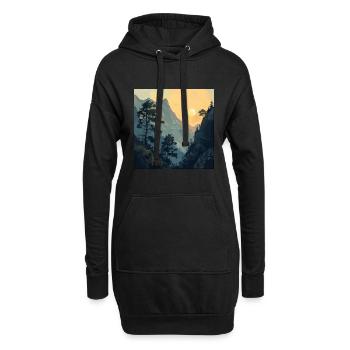 Berge, Landschaft, Natur, Bäume, Sonne - Hoodie-Kleid - Schwarz - Vorne