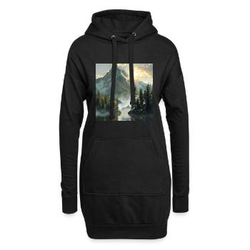 Berge, Landschaft, Natur, Bäume, Sonne - Hoodie-Kleid - Schwarz - Vorne