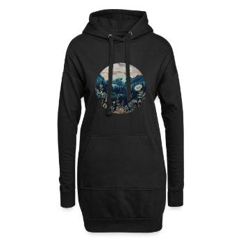Boho, Blumen, Berge, Landschaft, Natur, Bäume - Hoodie-Kleid - Schwarz - Vorne