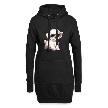 Bichon Frise, Bichon Frisé, Hund, Sonnenbrille - Hoodie-Kleid - Schwarz - Vorne