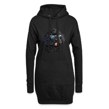 Portugiesischer Wasserhund, Cão de Água Português - Hoodie-Kleid - Schwarz - Vorne