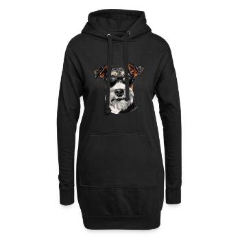 Drahthaar Foxterrier, Wire Fox Terrier, Hund - Hoodie-Kleid - Schwarz - Vorne
