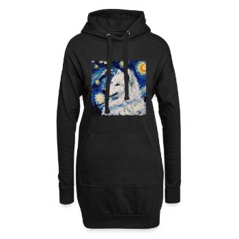 Samojede Samoyed Van Gogh Sternennacht Geschenk - Hoodie-Kleid - Schwarz - Vorne