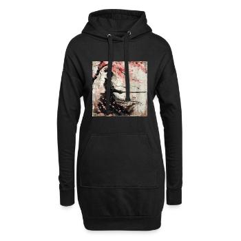 Japanisch, Samurai, Kirschblüte, Kunst, Ukiyo-E - Hoodie-Kleid - Schwarz - Vorne