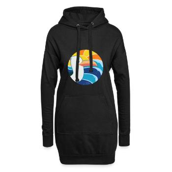 Möwe am Meer mit Wellen und Sonne - Vintage - Hoodie-Kleid - Schwarz - Vorne