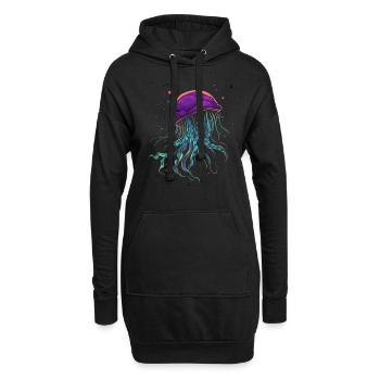 Qualle - Hoodie-Kleid - Schwarz - Vorne