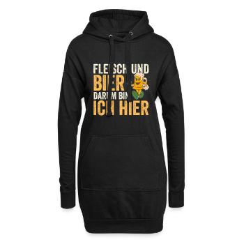 Fleisch Und Bier Darum Bin Ich Hier - Hoodie-Kleid - Schwarz - Vorne