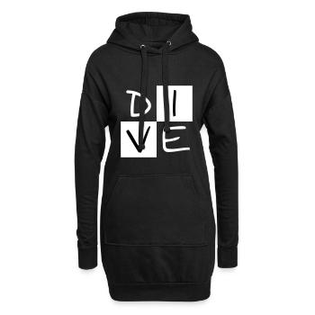 DIVE im Quadrat - Hoodie-Kleid - Schwarz - Vorne