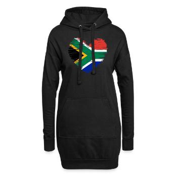 Coeur, drapeau, drapeau et armoiries de l'Afrique du Sud. - Sweat-shirt à capuche long Femme - noir - Devant