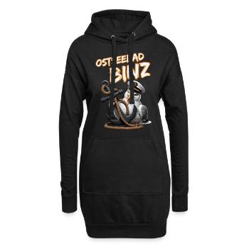 Ostseebad Binz mit lustige Möwe mit Anker - Hoodie-Kleid - Schwarz - Vorne