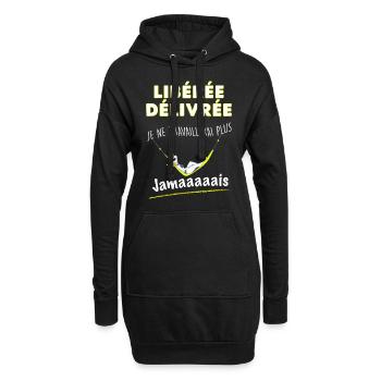 Femme retraite liberée delivrée cadeau mamie - Sweat-shirt à capuche long Femme - noir - Devant