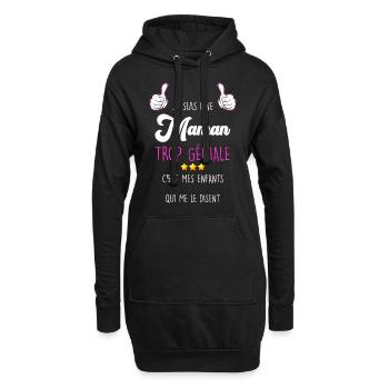 Maman D'Amour Trop Géniale Message Des Enfants - Sweat-shirt à capuche long Femme - noir - Devant