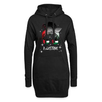 Palestine - Sweat-shirt à capuche long Femme - noir - Devant