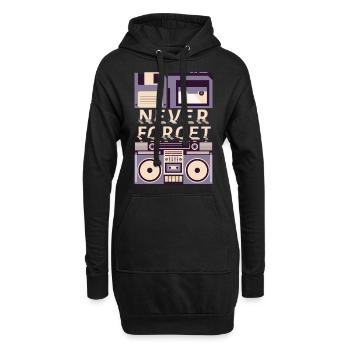 Never Forget VHS Kassette Diskette Achtziger Retro - Hoodie-Kleid - Schwarz - Vorne