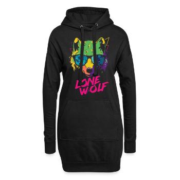 Lone Wolf - Einsamer Wolf - Hoodie-Kleid - Schwarz - Vorne