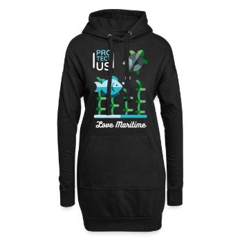 Tortues de mer et poissons, conservation de la nature - Sweat-shirt à capuche long Femme - noir - Devant