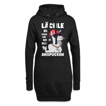 Lächle du kannst sie nicht alle Alpaka Sprüche - Hoodie-Kleid - Schwarz - Vorne