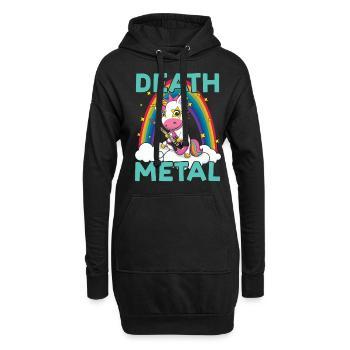 Metal Musik Liebhaber Gitarre Regenbogen Einhorn Rocker - Hoodie-Kleid - Schwarz - Vorne