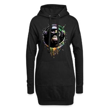 Affenastronaut - Hoodie-Kleid - Schwarz - Vorne