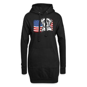 Boxer US Amérique Drapeau Chiens Chien Wilsigns - Sweat-shirt à capuche long Femme - noir - Devant