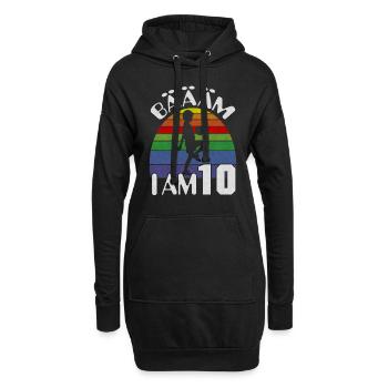 10 Geburtstag Kinder Fußball - Hoodie-Kleid - Schwarz - Vorne