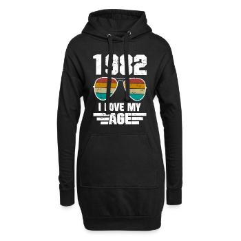 Anniversaire Lunettes Rétro 1982 Born Cadeau - Sweat-shirt à capuche long Femme - noir - Devant