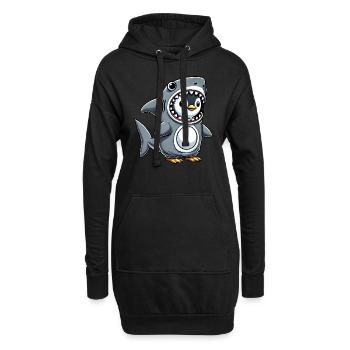 Süßer Pinguin Hai lustiger Cartoon Kostüm - Hoodie-Kleid - Schwarz - Vorne