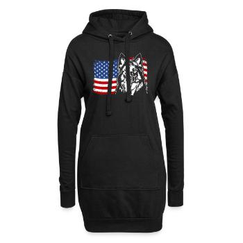 Chodský Pes US Amérique Drapeau Chiens Chien Wilsigns - Sweat-shirt à capuche long Femme - noir - Devant