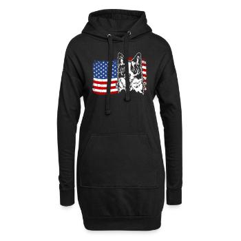 Border Collie US Amérique Drapeau Chiens Chien Wilsigns - Sweat-shirt à capuche long Femme - noir - Devant