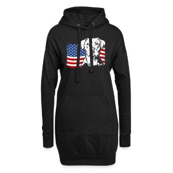 Dogue Argentin US Amérique Drapeau Chiens Wilsigns - Sweat-shirt à capuche long Femme - noir - Devant