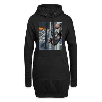 Schimpanse Basketball - Hoodie-Kleid - Schwarz - Vorne