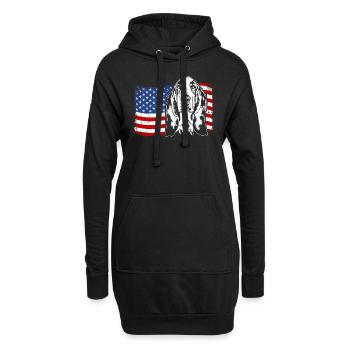 Basset Hound US Amerika Fahne Hunde Wilsigns - Hoodie-Kleid - Schwarz - Vorne