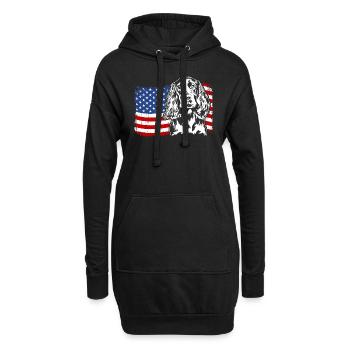 Boykin Epagneul US Amérique Flag Dogs Wilsigns - Sweat-shirt à capuche long Femme - noir - Devant