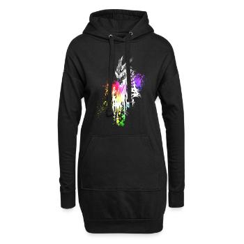 Drache Regenbogen-Kleckse weiß - Hoodie-Kleid - Schwarz - Vorne
