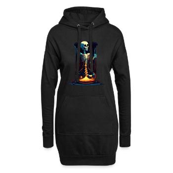 Menschliches Skelett als Sanduhr - Horror Comic - Hoodie-Kleid - Schwarz - Vorne
