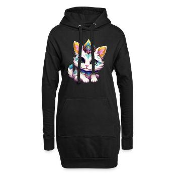 Mardi Gras Katze Karneval Comic - Hoodie-Kleid - Schwarz - Vorne