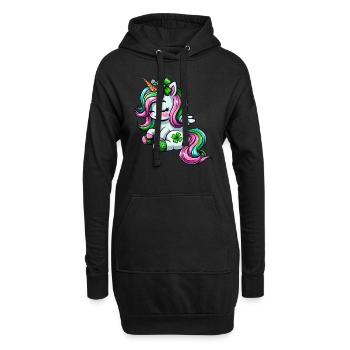St. Patrick's Day Einhorn Feier Design - Hoodie-Kleid - Schwarz - Vorne