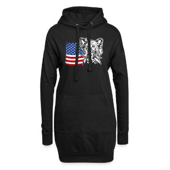 Chien chinois à crête US Amérique drapeau Wilsigns - Sweat-shirt à capuche long Femme - noir - Devant