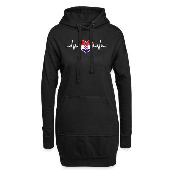 Kroatische Flagge Heartbeat Croatia Geschenk - Hoodie-Kleid - Schwarz - Vorne